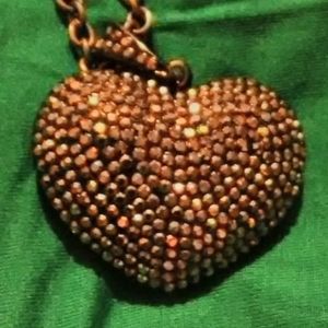New, Black Sparkle Heart Necklace